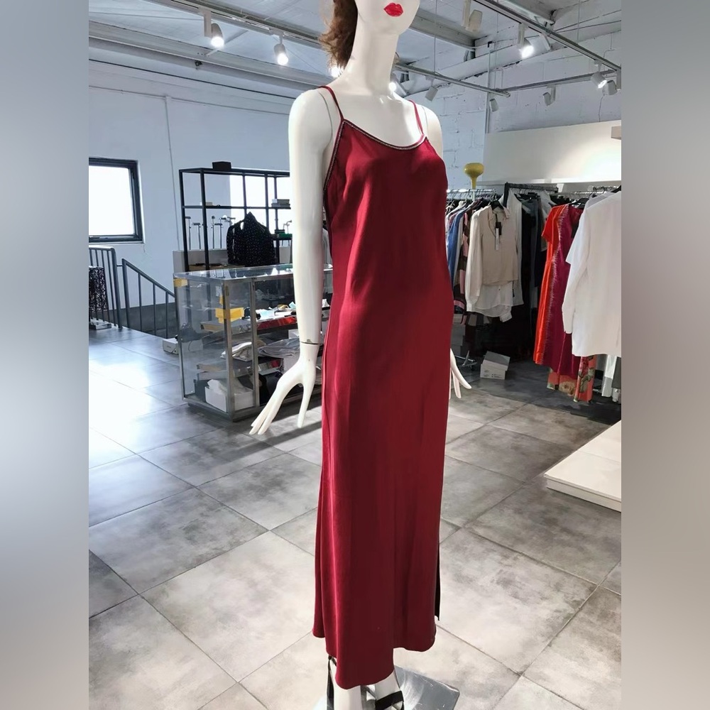 US 6 JUCCA Bordeaux Satin Dress NWT